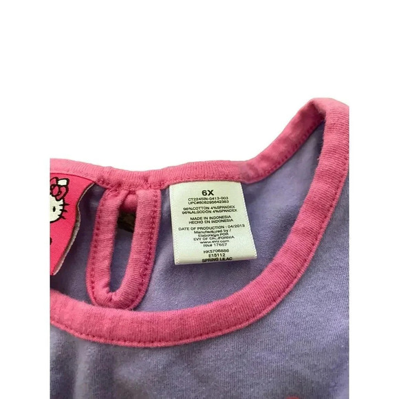 Hello Kitty Purple Girls Pink Short Sleeve Crew Neck Casual Midi Dress Size 6X - Picture 4 of 6
